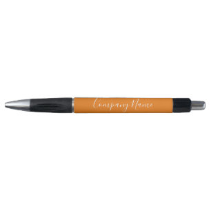Bedrijfs Oranje en Wit Script Tekst Bedrijfsnaam Pen