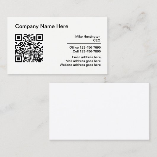 Bedrijfs Professionele QR Code Visitekaartjes (Voorkant / Achterkant)