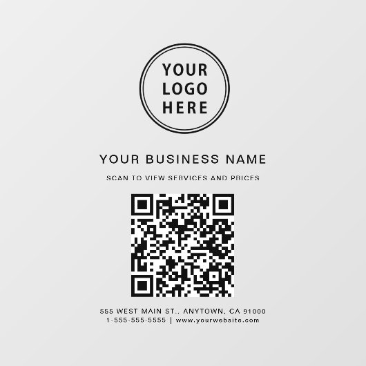 Bedrijfs QR Code en Logo Raamsticker (Vel)