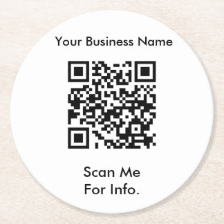 Bedrijfs QR-code Ronde Kartonnen Onderzetter