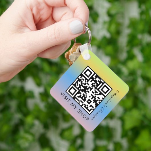 Bedrijfs QR de Gradiënt Monogrammed Sleutelhanger  (Hand)