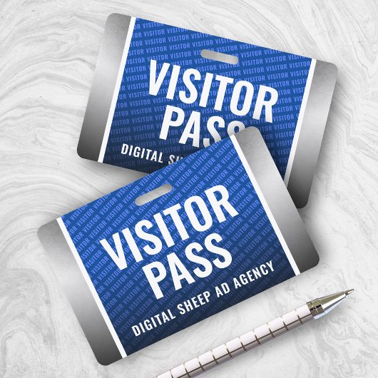 Bedrijfs Royal Blue & Steel Visitor Pass Badge