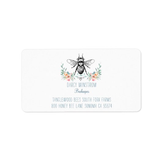 Bedrijfsadres bijenteelt etiket (Voorkant)