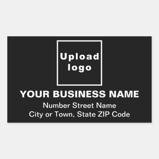 Bedrijfsadres op zwarte rechthoeksticker rechthoekige sticker (Voorkant)