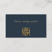 Bedrijfsadviseur Navy Blue Gold QR-code Visitekaartje (Achterkant)