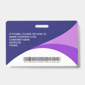 Bedrijfsbezoekerspas Aangepaste Barcode Paars Badge (Achterkant)