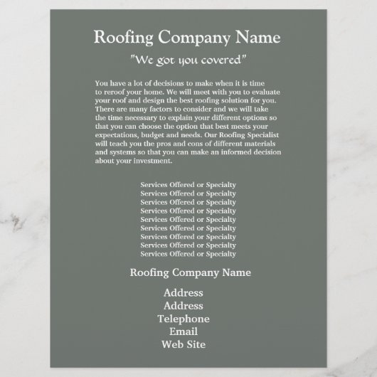 Bedrijfsbrochure voor dakbedekking flyer (Achterkant)