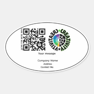 Bedrijfscadeau QRcode met personalisatie BG Ovale Sticker