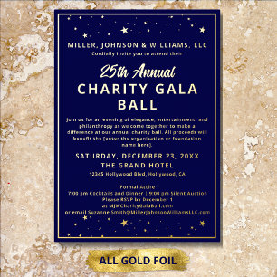 Bedrijfscharitygala Elegant Blauw Alles Folie Uitnodiging
