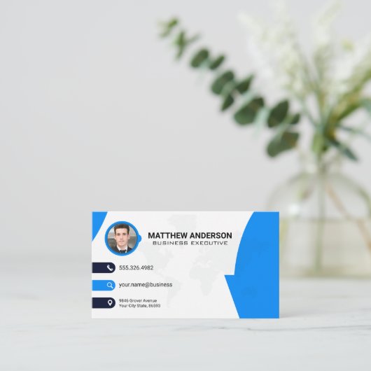 Bedrijfscontactpersoon | WERELDKAART | QR-code | B Visitekaartje (Staand voorkant)