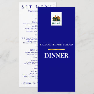 Bedrijfsdiner Menu Kaart Logo Elegant Marineblauw