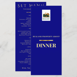Bedrijfsdiner Menukaart Logo Elegant Marineblauw G