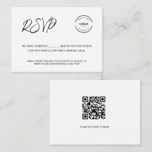 Bedrijfsevenement RSVP website QR CODE Informatiekaartje