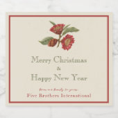  bedrijfsfeestdag - Red Floral Likeurfles Etiket (Enkel label)