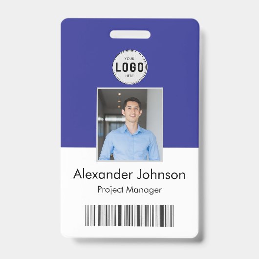 Bedrijfsfoto id naamlabels barcode qr code badge (Voorzijde)