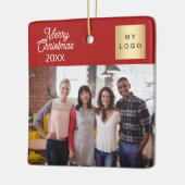 Bedrijfsfoto logo Kerst modern rood Keramisch Ornament (Links)