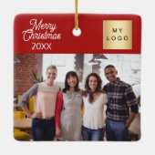 Bedrijfsfoto logo Kerst modern rood Keramisch Ornament (Achterkant)