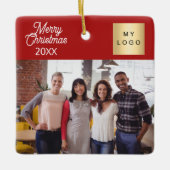 Bedrijfsfoto logo Kerst modern rood Keramisch Ornament (Voorkant)