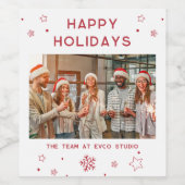 Bedrijfsfoto Modern Kerstvakantie Script Wijn Etiket (Enkel label)
