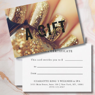 BEDRIJFSGESCHENK CERTIFICAAT   Gouden Glitter Nage