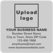 Bedrijfsinformatie over Grijs Groot Vierkant Vinyl Sticker (Voorkant)