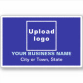 Bedrijfslocatie op Blue Rectangle Vinyl Sticker (Voorkant)