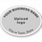 Bedrijfslocatie op Grey Oval Shape Vinyl Sticker (Voorkant)