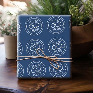 Bedrijfslogo alleen met blauwe achtergrond cadeaupapier