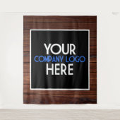 Bedrijfslogo beursstandaard Houten achtergrond Wandkleed (Voorkant)