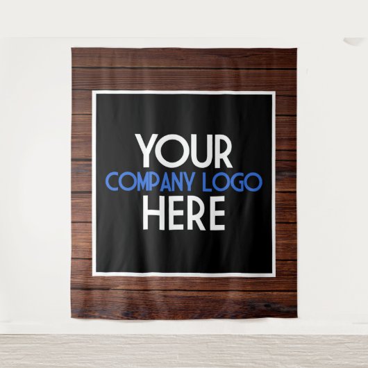 Bedrijfslogo beursstandaard Houten achtergrond Wandkleed (Voorkant)