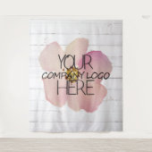 Bedrijfslogo Beursstandaard Wit Hout Wandkleed (Voorkant)