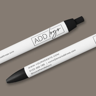 Bedrijfslogo & contactgegevens merkpromotie blauwe inkt pen