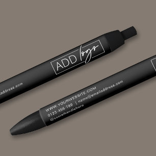 Bedrijfslogo & contactgegevens merkpromotie blauwe inkt pen