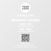 Bedrijfslogo en openingsuren met website QR-code Raamsticker (Vel)