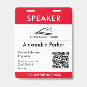 Bedrijfslogo Evenement QR-code Rode ID Badge (Voorzijde)