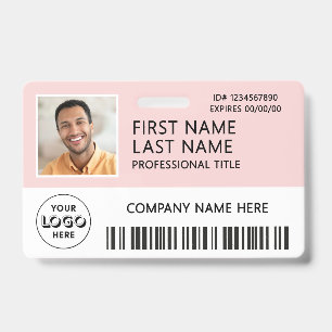 Bedrijfslogo Foto ID Streepjescode Roze Badge