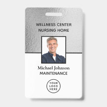 Bedrijfslogo Foto ID Zilver Wit Personeelsbadge