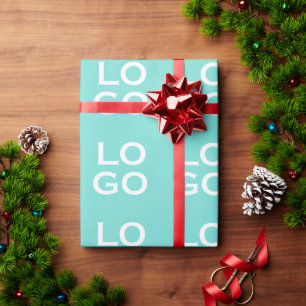 Bedrijfslogo in Teal van Bedrijf of Organisatie Cadeaupapier
