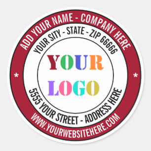 Bedrijfslogo Info Adreslabels Voorbeeld Ronde Sticker