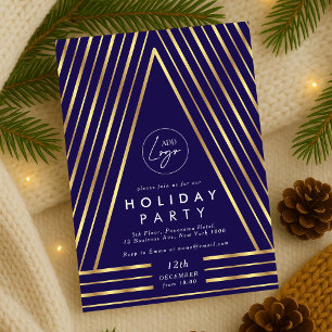 Bedrijfslogo Marineblauw en Goud Kerstfeest Person Kaart
