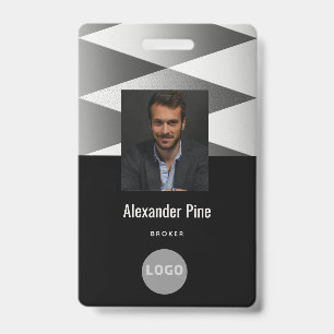 Bedrijfslogo Naam Foto Werknemer ID Zwart Wit Badge