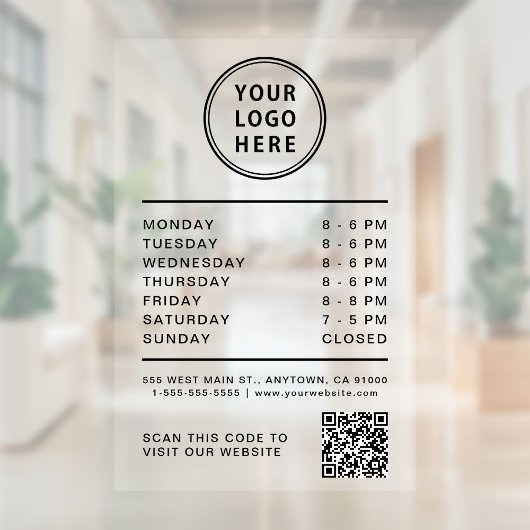 Bedrijfslogo Openingstijden QR-code Raamsticker