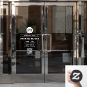 Bedrijfslogo & openingsuren met website QR-code Raamsticker (Kantoordeur)