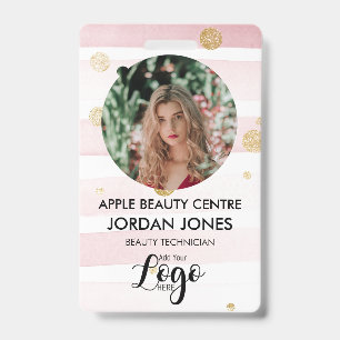 bedrijfslogo personeel foto roze glitters ID B Badge