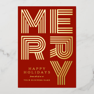 Bedrijfslogo Prettig Kerstfeest Rood & Goud Folie Feestdagenkaart