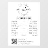 Bedrijfslogo Professioneel Monogram Openingstijden Raamsticker (Vel)