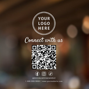 Bedrijfslogo QR-code Neem contact met ons op Wit Raamsticker