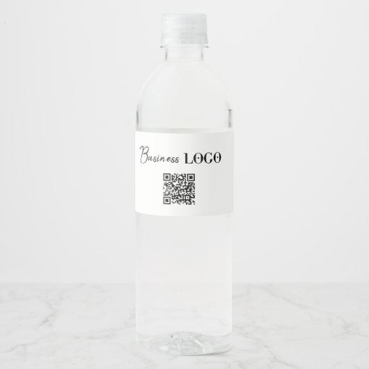 Bedrijfslogo & QR-code Waterfles Etiket (Voorkant)