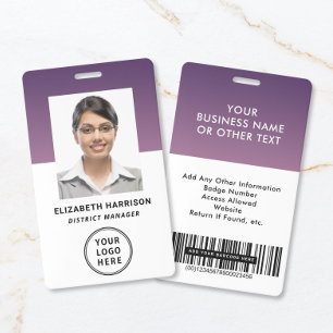 Bedrijfslogo Streepjescode Paars Personeel Identif Badge