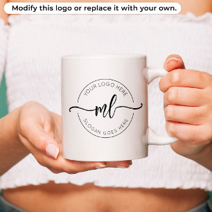 Bedrijfslogo Typografie Monogram Beginletters Wit Koffiemok